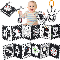 Baby Book Black and White Books For Newborn Babies Bed Crib Bumper Sensory Cloth Book Montessori High Contrast Baby Toys 0-12 M