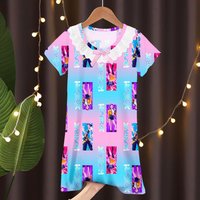 New Summer Girls Nightgowns Cute Cartoon Kids Nightdress Kids Short Sleeve Nightwear Teen Toddler Soft Pajamas Casaual Homewear