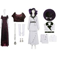 Movie Titanic Rose Cosplay Dress Women Edwardian Period White Stripe Costume Coat For Halloween Party Performance Outfit cosplay