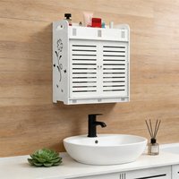 Multi-grid Tiers Hollow Flower Wall Mounted Bathroom Storage Rack, Self-adhesive Vent Doors Bathroom Shelf, Household Supplies