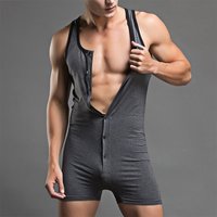 Men Undershirts Boxers Leotard Button Wrestling Singlet Bodysuits Vest Sleeveless Underwear Rompers Jumpsuits Shirts Plus Size