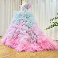 Luxury Flower Girl Dress for Wedding Feathers Beading Tiered Kids Princess Wedding Birthday Communion Party Gowns Custom