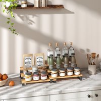 SONGMICS 3-Tier Display Risers, Set of 2 Perfume Organizer Stands, Spice Racks, Shelf Risers for Figures, Dessert Shelves, Beige