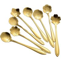 8/16 Pieces Flower Coffee Tea Spoons Stainless Steel Sugar Spoons Tea Party Flower Fancy Tableware Set Stir Bar Kitchenware