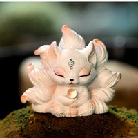 Fox Holding Beads Figurines Resin Crafts Desktop Decoration Cute Little Fox Car Interior Decoration Ornaments Home Decor Gifts