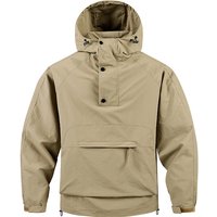 Veste Anorak Homme à Capuche Semi-Boutonnée Coupe-Vent pour Randonnée en Plein Air avec Cordon de Serrage Réglable et Poches Cargo Printemps Automne