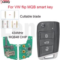 Lenny 5G0959752AB/BB 434MHz MQB48chip HU66/HU162T Cuttable blade keyless go car flip key for VW Golf 7 MK7 Tiguan Polo Skoda key