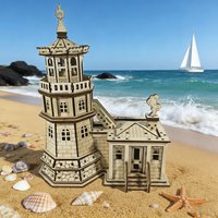 3D Wooden Lighthouse Puzzle: DIY Lighthouse Model Kit, Creative Desk Decoration, Adult Puzzle and Stress-Relief Craft Gift
