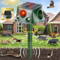 Outdoor Ultrasonic Animal Repellent LED Flash Light Alarm Solar Drive Away Foxes Birds Mice Snakes Birds Repeller