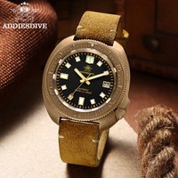 ADDIESDIVE CUSN8 Bronze Watch Men Automatic Wristwatch NH35 Mechanical Calendar Sapphire Glass Luminous 20Bar Waterproof Watch