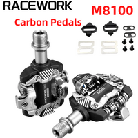 RACEWORK X-M8100 Bike Pedals Self-Locking Carbon Fiber Ultralight SPD DU Bearing MTB Bicycle Die Casting Cycling Parts