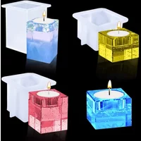 3-Size Silicone Epoxy Mold Square Geometric Tea Light Candle Holder Resin Molds DIY Home Decor Candlestick Making Supplies