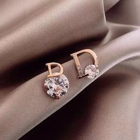 Letter D Earrings For Women Shiny Zircon Stud Earrings Light Luxury European and American Earrings Party Wedding Jewelry Gifts K