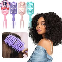 3-in-1 Curls Defining Styling Brush: Hollow Out Detangling Hair Brush Detangles Shapes Defines Curls for Salon-Quality Styling