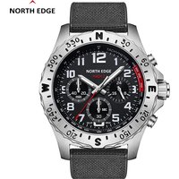 NORTH EDGE 2025 MACH 2 Men's Watches Solar Power 316 stainless steel Case Quartz Watch For Men Pilot Waterproof 50M Stopwatch