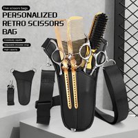 High-capacity Salon Scissors Bag Leather Hairdressing Tool Waist Pouch Barber Comb Storage Organizer Holster with Belt