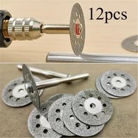 12pcs 22/25mm Diamond Cutting Disc 3mm Grinding Wheel Mandrel for Metal Cutting Rotary Tool Electric Grinder Parts