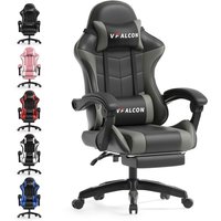 Gaming Chair Ergonomic Reclining Chair with Footrest, 360 Swivel, Height Adjustable Grey