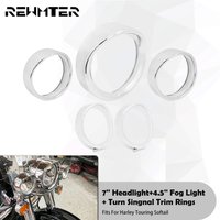 Motorcycle 7'' Headlight Trim Ring+4.5'' Fog Light Cover +Visor Style Turn Signal Trim Ring For Harley Touring Road King Softail
