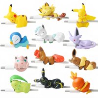 12 style Data Cable Protective Sleeve Kawaii Anime Pokemon Toys Cute Pikachu Eevee Meowth Vulpix Cartoon Charger Cable Protector