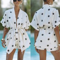 2026 Casual Women's Matching Sets 2 Pieces Set For Woman Two Piece Outfit Simple Style Home Clothing Polka Dots Printed Vacation