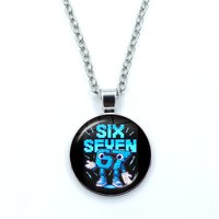 67 Six Seven Funny Meme STEAL A BRAINROT Necklace Printed Photo Pendant Glass Cabochon Necklaces 25mm Round Jewelry Gift