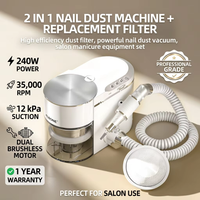 2 in 1 Nail Drill and Dust Collector 240W Brushless Professional Integrated Vacuum Machine for Salon Use Complete Kit