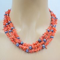 Exquisite, natural pearls, semi-precious stones. Shells. Ladies necklace
