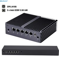 Fanless Mini PC J4105 Quad Core, 5x Intel i226V LAN, DDR4 RAM, Mini Case/ 1U Rack- pfSense OPNsense Soft Router
