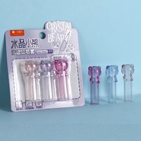 3pcs/Set Crystal Little Bear Transparent Pencil Cap,Pencil Cover,School Student Pen Cover Kindergarten Pencil Protector