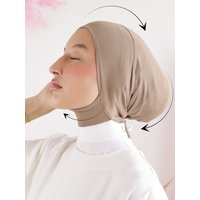 Muslim Women Instant Hijab With Straps Bonnet Soft Jersey Modal Tie Back Undercap Inner Cap Solid Stretch Turban Headband Eid