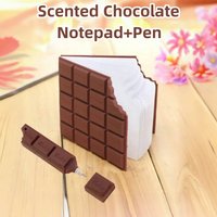 80 Pages/Set Creative Chocolate Shaped Pocket Notebook& Pen Set, Tear-Off Memo Notepad, Fun Gift For Friends Office Study Supply