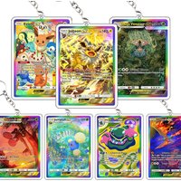 PTCG Mega Eevee Venusaur Ex Rainbow Keychain Eevee Border Creativity Cards Bag Pendant Game Collection Boy Pendant Accessories