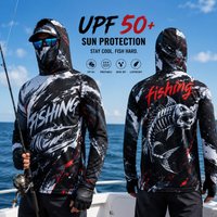 Men's Hooded Fishing Shirt UPF Sun Protection Breathable Long Sleeve Quick Dry Outdoor Angling Jersey With Face Cover