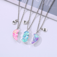 Karsyngirl 3Pcs/set Peach Sequin Broken Heart Best Friend Pendant Necklace for Girls Fashion Friendship Gifts