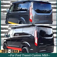Car Rear Trunk Roof Spoiler Lid Wing Cover For Ford Transit Custom Mk8 2012 To 2023 Double Door Body Kits Tuning ABS Gloss Black