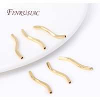 Perles ondulées et incurvées en Tube plaqué or 18 carats, 1.8x20mm, pour Bracelet et collier, fournitures de travaux manuels, perles de séparation d'espacement, vente en gros