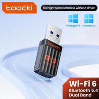 Toocki 900Mbps USB WiFi 6 Adapter Bluetooth 5.4 Wireless Network Card Driver Free Dongle 2.4G&5G Wi-Fi Antenna USB for Win10/11