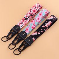 Cherry Blossom Short Phone Rope Wrist Strap Lanyard for Keys Bracelet Keychain Key Ring Car Motorcycle Keychain Accessories