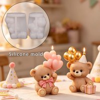 Balloon Bear Gifts,Scented CandleResin Molds,HeartShaped Balloon Bear Decorative Silicone Molds,DIY Silicone Tools for Birthday