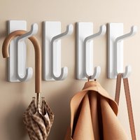 4PCS Non-Marking Wall-Mounted Hooks Moisture-proof Waterproof Kitchen Storage Hooks Removable Stainless Steel