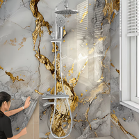 Self‑Adhesive High‑Gloss Golden Marble Kitchen Sticker Waterproof Anti‑Fouling Heat‑Resistant Easy Clean Backsplash Wall Cover
