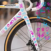 1pc Colorful Graffiti Bike Stickers Cartoon Reflective Waterproof Decals for Bicycle Frame Top Tube DIY Cycling Decor
