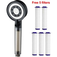 Black 5 Modes Shower Head Adjustable High Pressure Showerhead with 5 Filters Rainfall Faucet Tap Bathroom Bath Home Accessories
