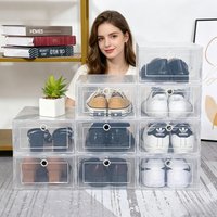 6 Pack Transparent Shoe Boxes, Thickened Foldable Dustproof Stackable Shoe Organizers, Combined Shoe Cabinet Storage Box