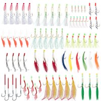 Mackerel Fishing Rig with Thread Feather Barbed Hook Cod Lure Sea Fishing Saltwater Pesca Bass Match Luminous Boat