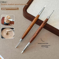 〔YS1〕Wood Double Headed Nail Art Brush Carving Flower Painting Pen Mixing Pen DIY Manicure Tool Multifunctional