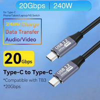Type-C Cable USB3.2 Cable 240W Super Fast Charge 4K 20Gbps USB Cable For iPhone 15 Pro Xiaomi Macbook iPad Google Switch