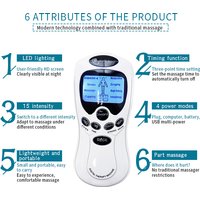 Electric Tens EMS Muscle Stimulator 8 Modes Dual Output Acupuncture Massager Full Body Neck Back Pain Relief Therapy Machine