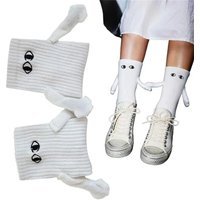 2Pairs Funny Magnetic Hand Holding Socks Hand In Hand Socks Eyes Couple Socks